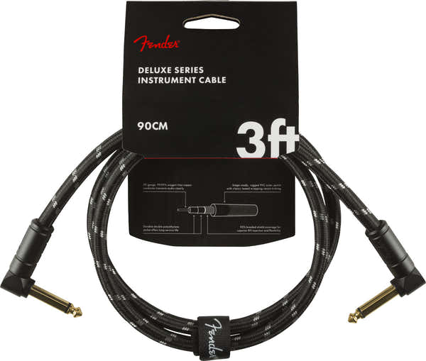 Fender DELUXE INSTRUMENT CABLE ANGLE/ANGLE 3' BLACK TWEED