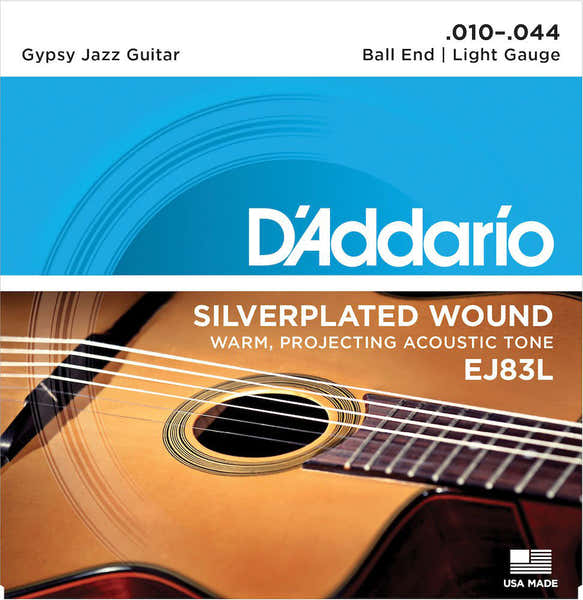 D'ADDARIO EJ83L GYPSY JAZZ ACOUSTIC GUITAR STRINGS BALL END LIGHT 10-44