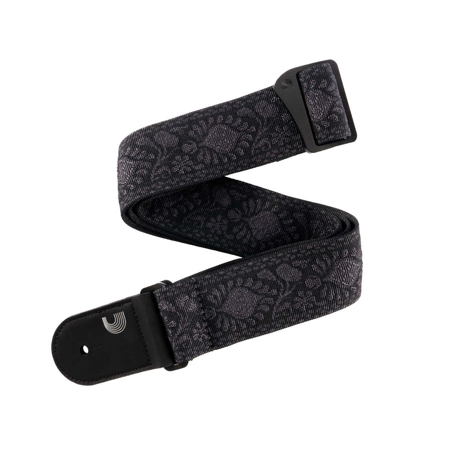 WOVEN GUITAR STRAP MONTEREY BLACK TUBULAR