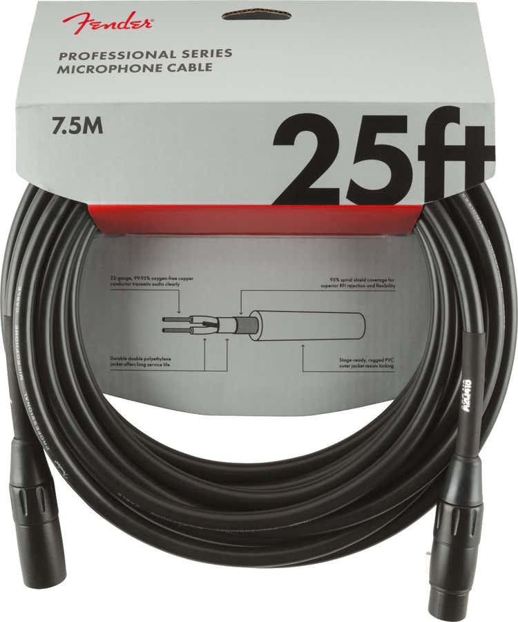 PROFESSIONAL MICROPHONE CABLE 25' BLACK