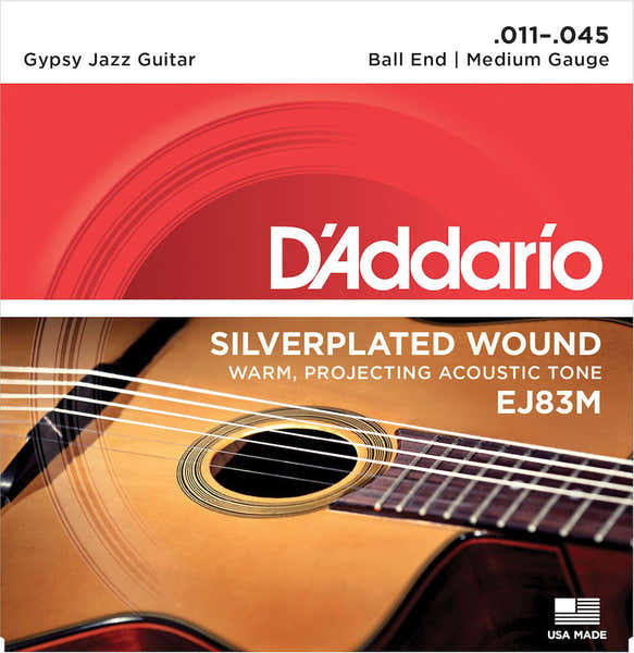 D'ADDARIO EJ83M GYPSY JAZZ ACOUSTIC GUITAR STRINGS BALL END MEDIUM 11-35