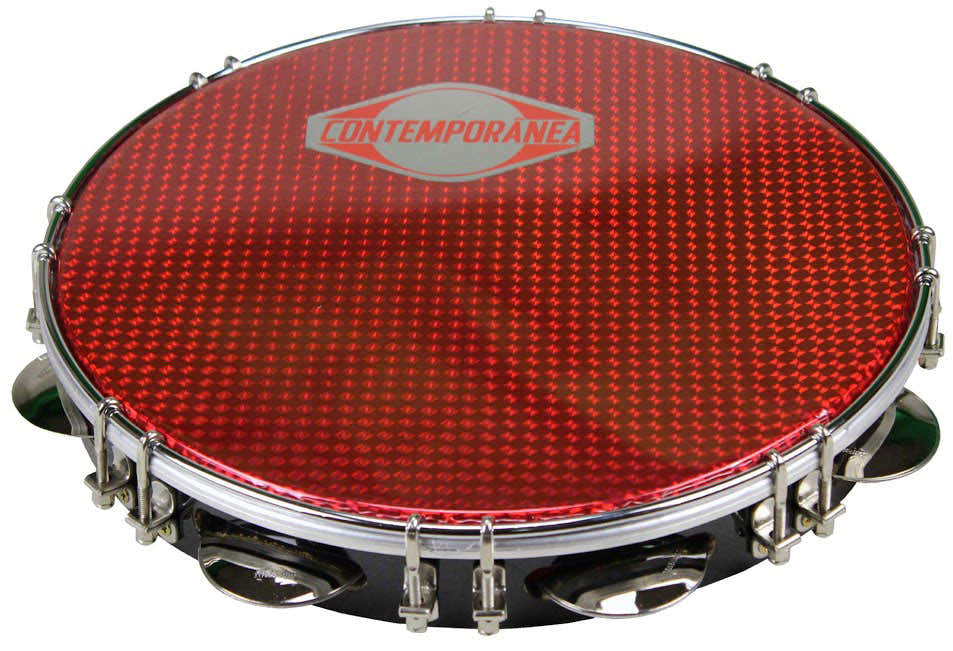 C-PF11-01BR - Pandeiro 11" Schwarz - Rotes Fell - Überholt