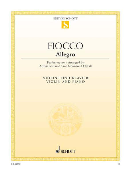 Fiocco JOSEPH-hector - Allegro - Violin And Piano