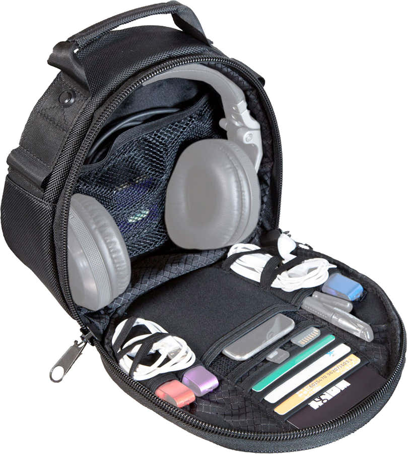 Schwarze Kopfhörertasche