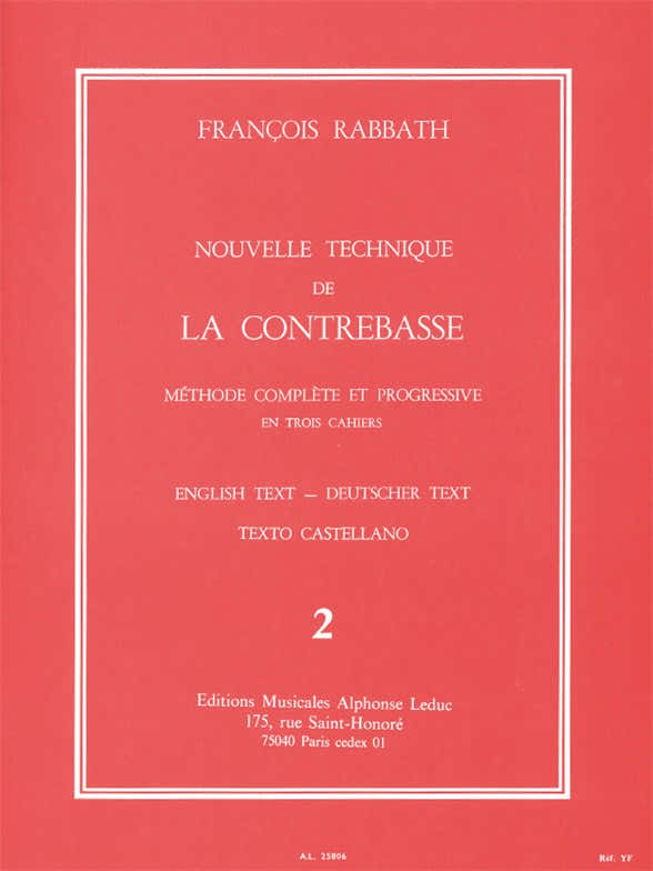 RABBATH FRANCOIS - NOUVELLE TECHNIQUE DE LA CONTREBASSE VOL.2