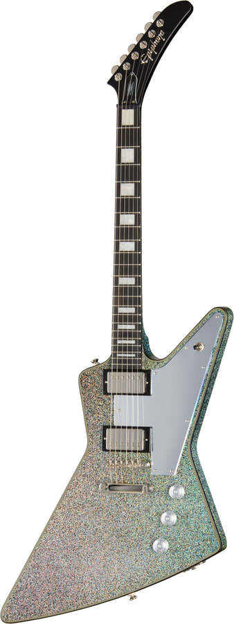 Explorer Custom Signatur Lzzy Hale Schwarzer Diamant Holografischer Glitzer IBG