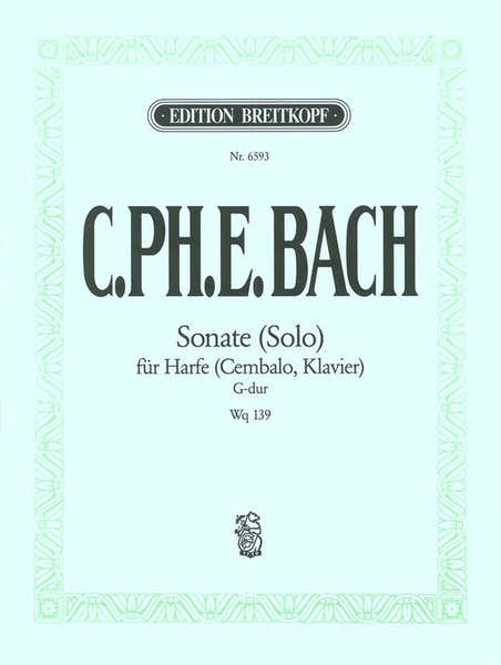 Edition Breitkopf Bach C.p.e. - Sonate (solo) G-dur Wotq 139 - Harpe