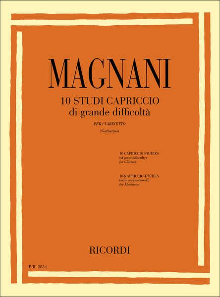 Magnani A. - 10 Studi Capriccio Di Grande Difficolta - Clarinette Solo