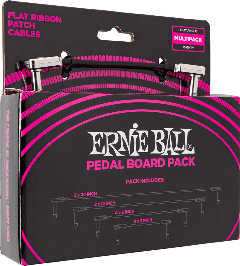 Pedalboard Pack - 10 Patch in 4 Gemischten Längen- Gewinkelt Dünn & Flach
