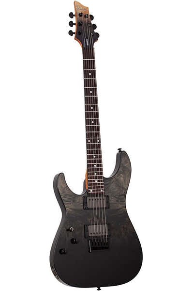 Schecter C-1 Standard LH Schwarzer Verlauf Burst Maserholz
