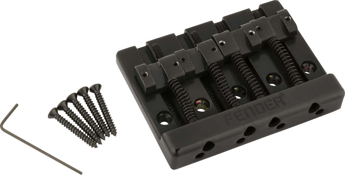 Fender HiMass 4-Saiten-Bassbrücken-Baugruppe mit Zinkreitern Schwarz