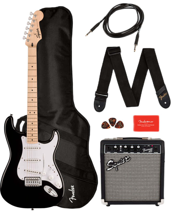 Stratocaster Sonic Pack MN Schwarz