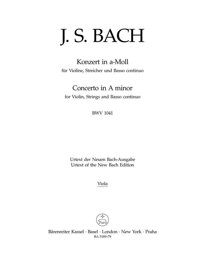 BACH J.S. CONCERTO EN LA MINEUR BWV 1041 POUR VN, CORDES ET BC