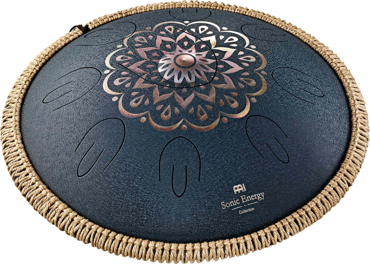 SONIC ENERGY OCTAVE STEEL TONGUE DRUM MARINEBLAU GRAVIERTES BLUMENDESIGN D AMARA