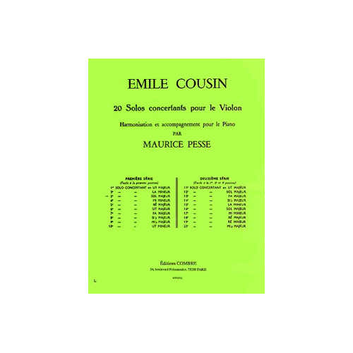Cousin - Solo Concertant No.3 Sol Maj - Violon et Piano