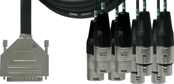 Schnittstellenkabel SUB-D/4 XLR-Stecker + 4 XLR-Buchsen 3 M