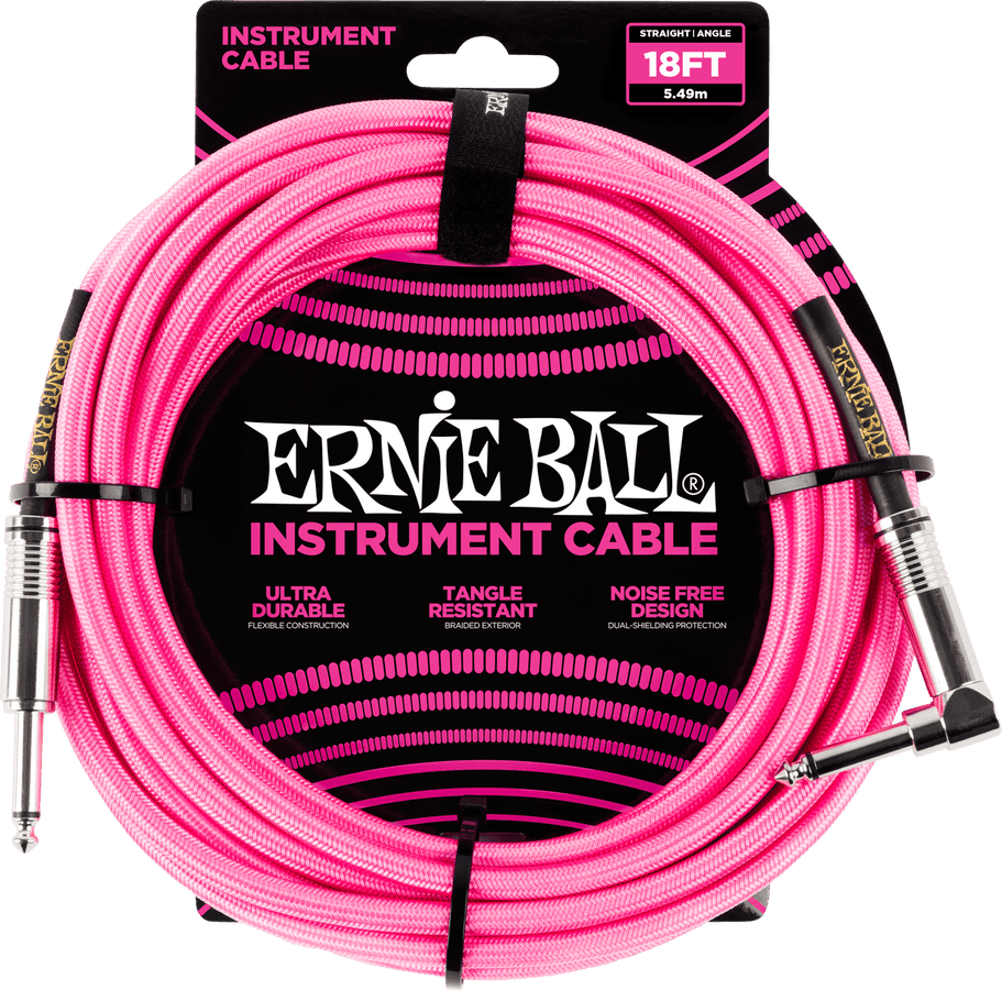 Instrumentenkabel Mit Gewebemantel Jack/jack Abgewinkelt 5,5M Rosa