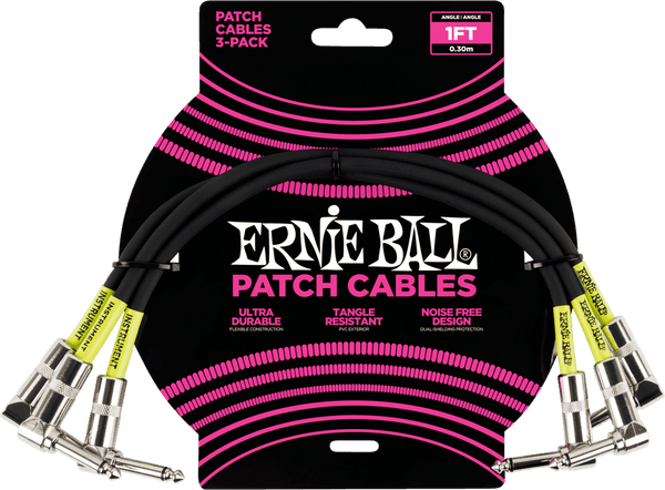 Instrumenten-Patchkabel 3er-Pack - Abgewinkelt - 30CM Schwarz