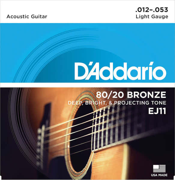 D'ADDARIO EJ11 80/20 BRONZE ACOUSTIC GUITAR STRINGS LIGHT 12-53