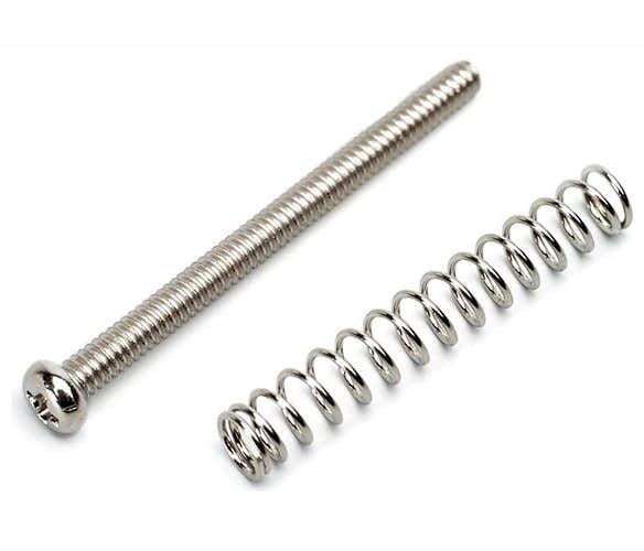 Metrische Humbucker-Schrauben 3.0 X 24.5 MM Nickel + Feder 4er-Pack