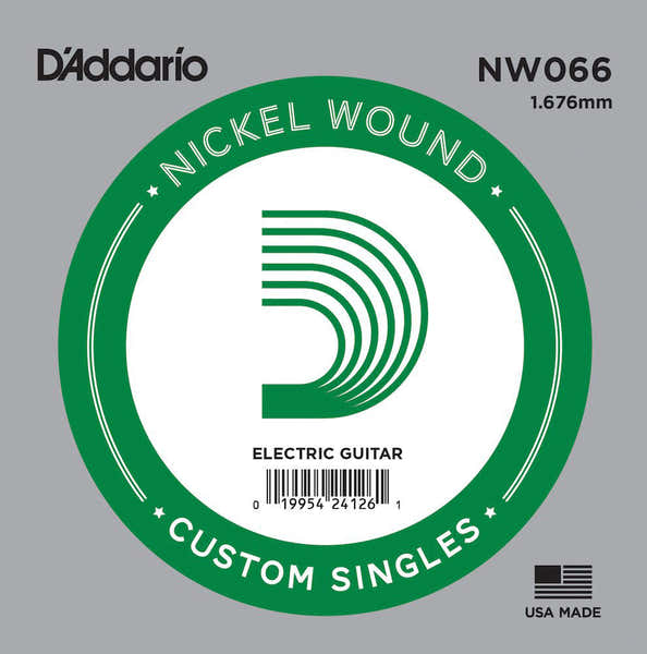 D'ADDARIO NW066 NICKEL WOUND ELECTRIC GUITAR SINGLE STRING .066
