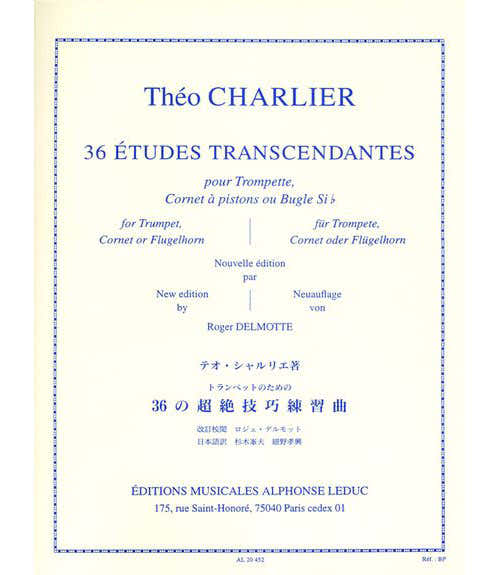 CHARLIER THEO - 36 ETUDES TRANSCENDANTES POUR TROMPETTE
