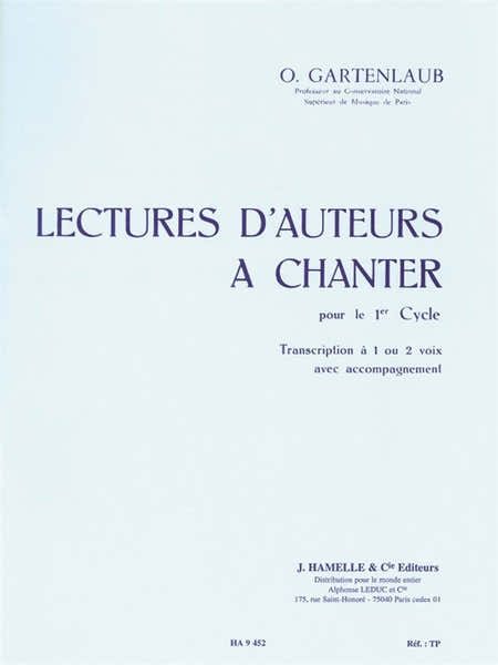 Lectures d'auteurs à chanter pour le 1er Cycle