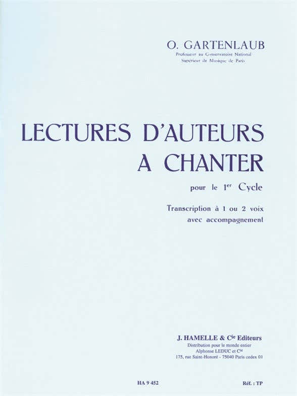 Lectures d'auteurs à chanter pour le 1er Cycle