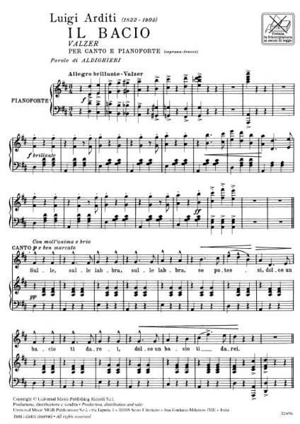ARDITI L. - BACIO - CHANT ET PIANO