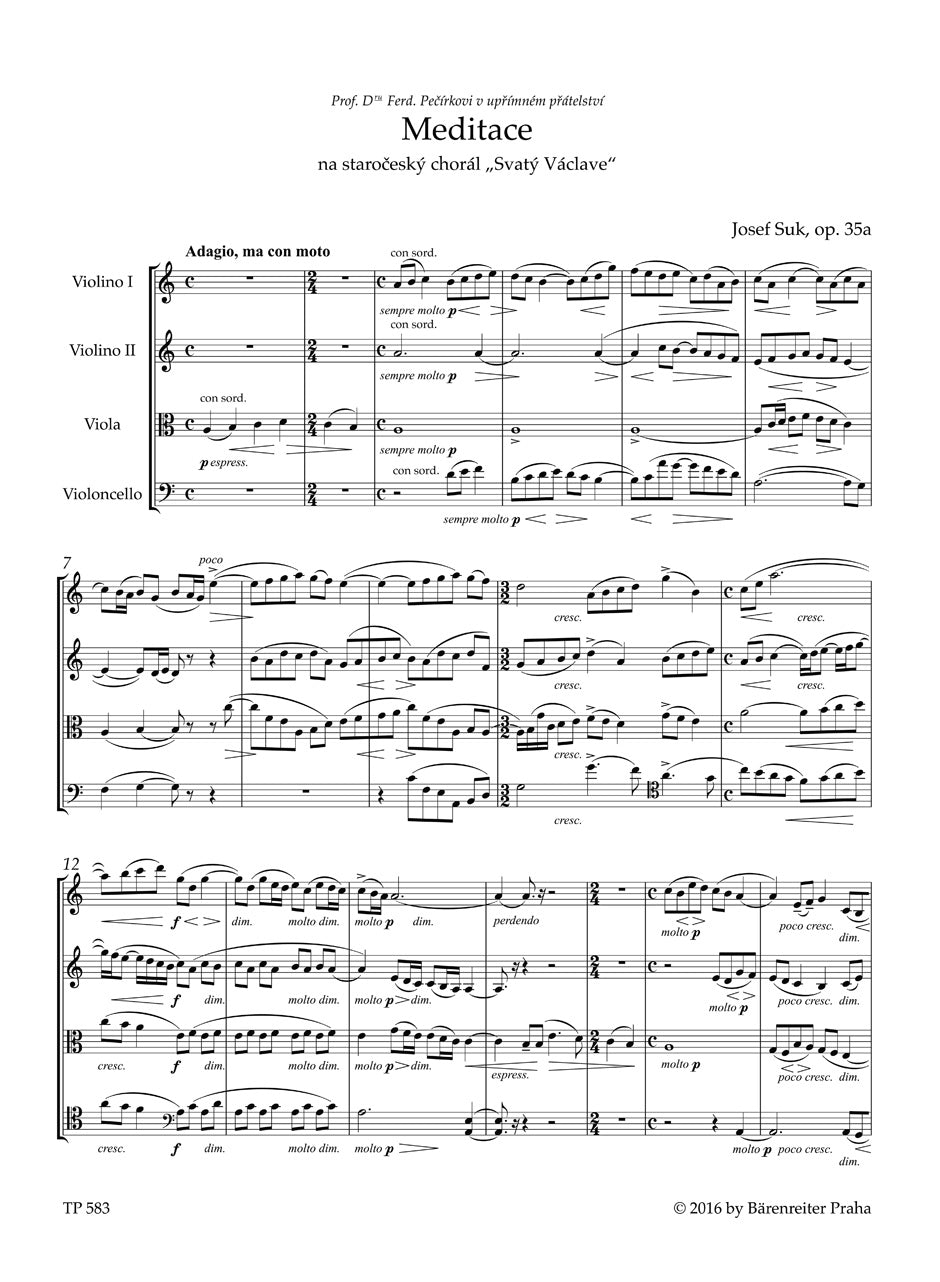 Suk Josef - Meditation On The Old Czech Hymn "ST Wenceslas" Op.35a - Conducteur