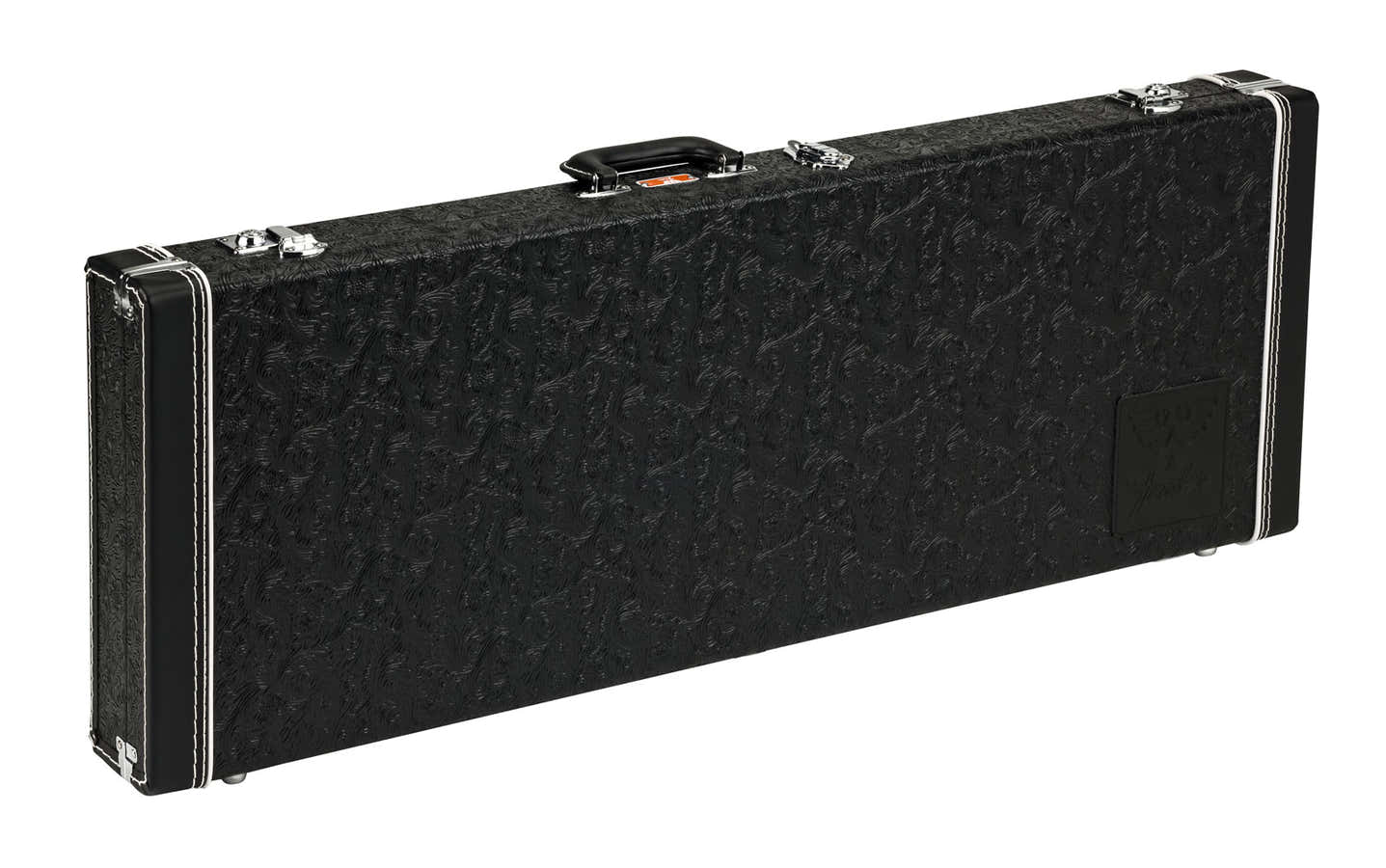 Waylon Jennings Strat-Tele Etui aus schwarzem geprägtem Leder