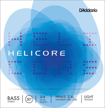 SET OF STRINGS FOR HYBRID DOUBLE BASS HELICORE 3/4 NECK TENSION LIGHT