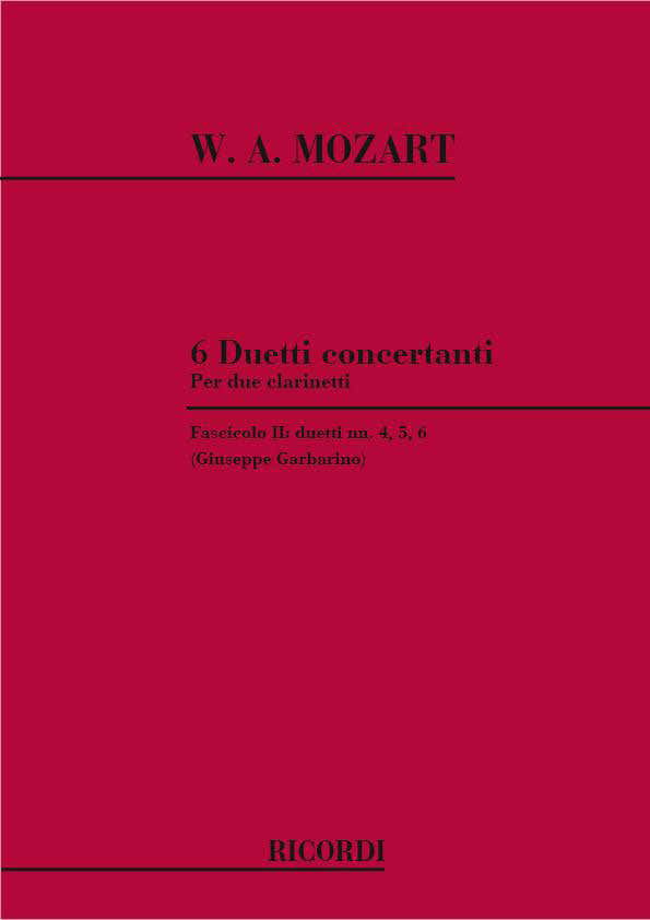 MOZART W.A. - 6 KONZERTANTE DUETTE - DUETTE NR.4 5 6 - KLARINETTE