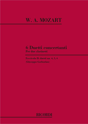 MOZART W.A. - 6 KONZERTANTE DUETTE - DUETTE NR.4 5 6 - KLARINETTE