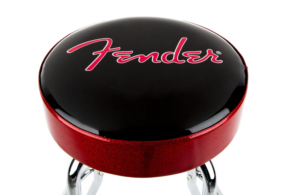 Red Sparkle Logo Barstool Black Red Sparkle-Chrome 30"