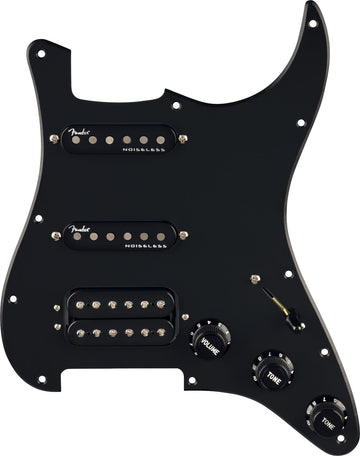 Vorverdrahtetes Strat-Schlagbrett Quadra Tap/Ultra Noiseless HSS Schwarz 11-Loch PG