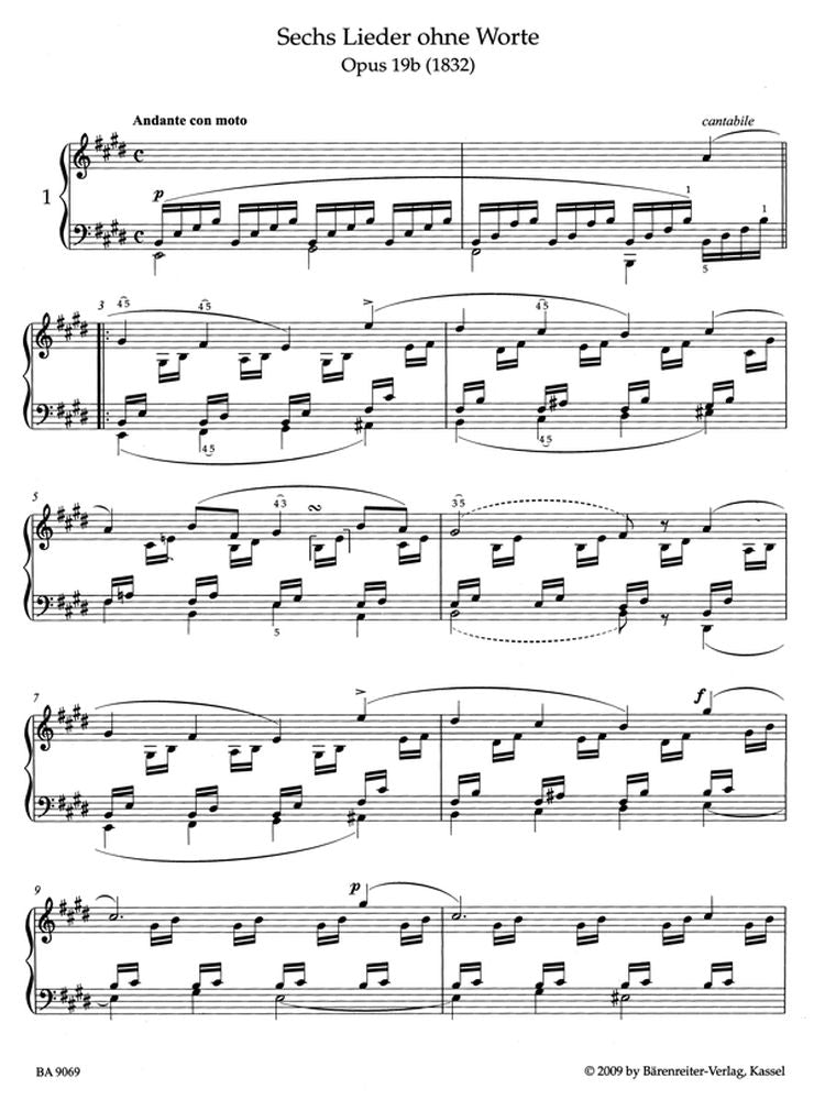 Mendelssohn Bartholdy F. - Lieder Ohne Worte - Piano