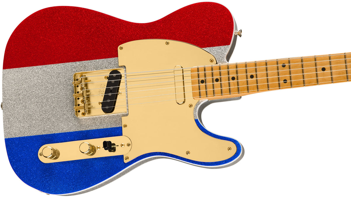 Telecaster Signature Buck Owens Mn Roter silberner blauer Glitzer