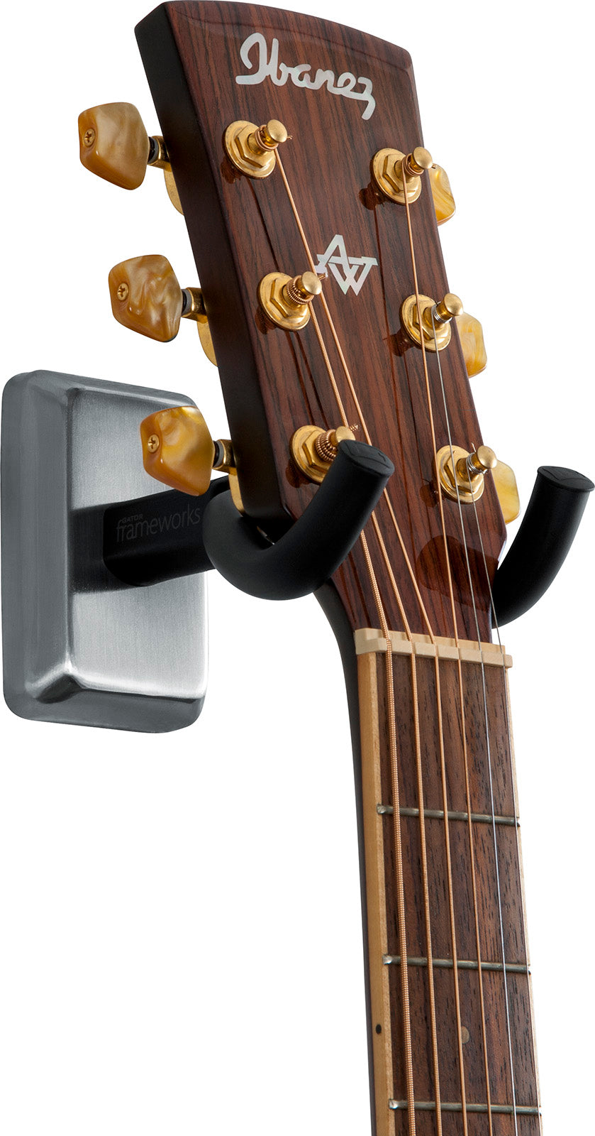 Wand-Gitarrenständer Platte aus satiniertem Chrom