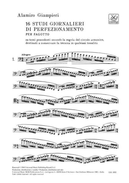 Giampieri A. - 16 Studi Giornalieri Di Perfezionamento - Basson
