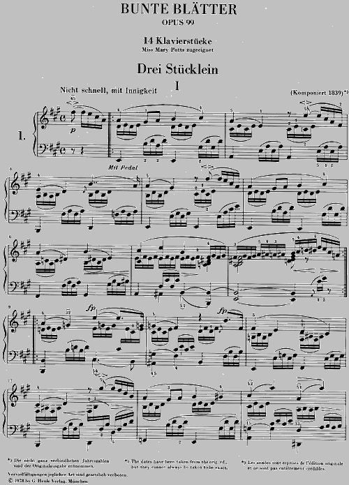 Schumann R. - Coloured Leaves (bunte Blatter) Op. 99