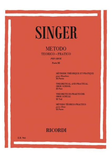SINGER S. - METODO TEORICO-PRATICO - PARTE III ARPEGGI - HAUTBOIS