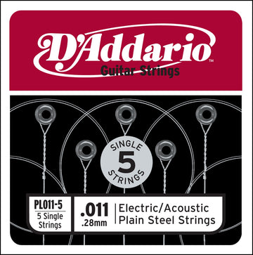 PL011-5 PLAIN STEEL GUITAR SINGLE STRING .011 5-PACK