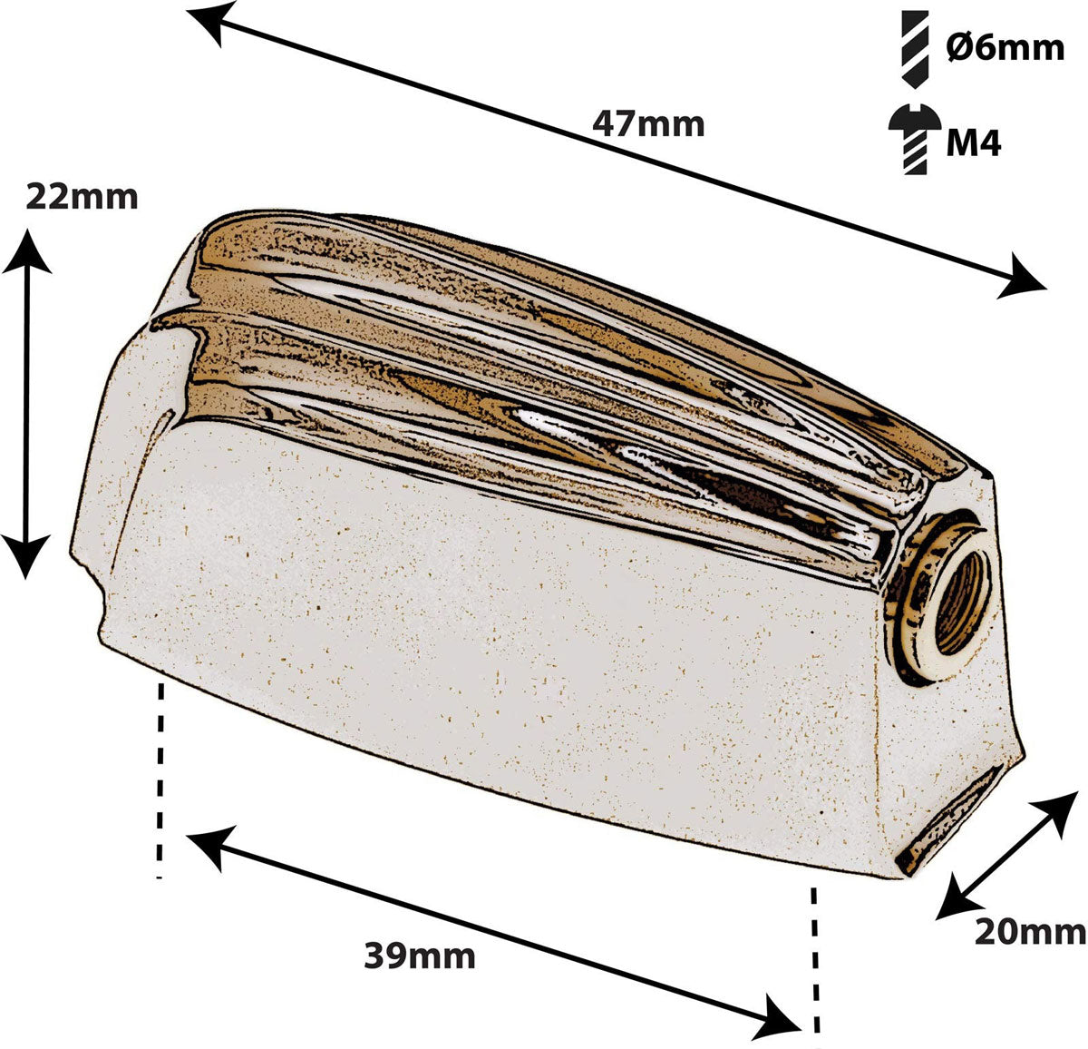 L23SDTT-BR Snaredrum-Tom-Spannbock 39mm Gold X1