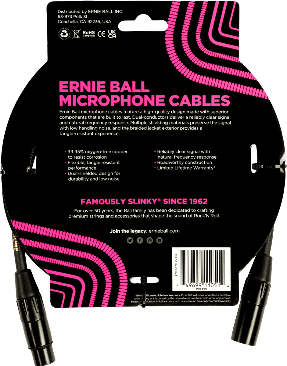 Mikrofonkabel Geflochtene Ummantelung XLR-Stecker/XLR-Buchse 1,5M Schwarz