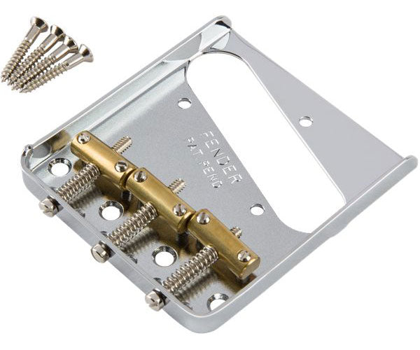 3-SADDLE AMERICAN VINTAGE TELECASTER BRIDGE ASSEMBLY WITH BRASS SADDLES (CHROME)