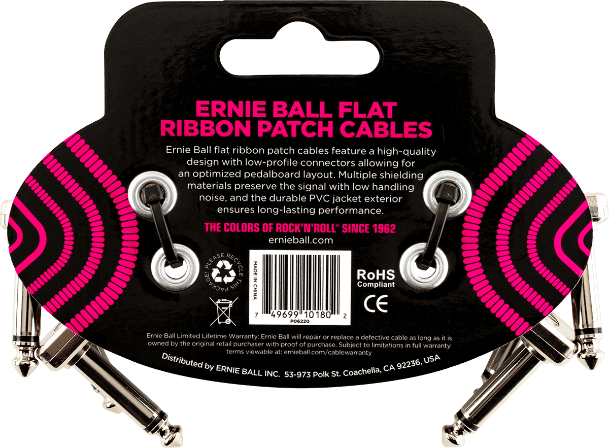 Instrumentkabel Patch Pack von 3 - Abgewinkelt Dünn & Flach - 7,5 Cm