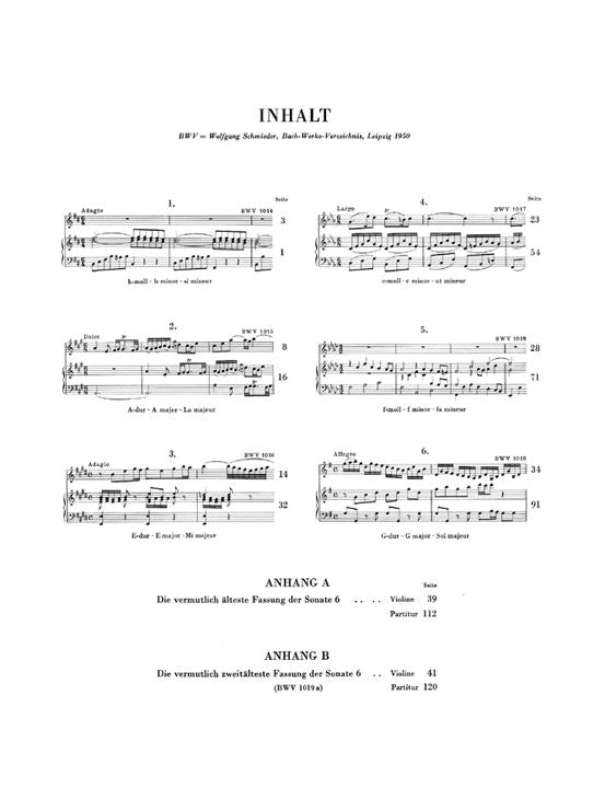 Bach J.S. - 6 Sonatas For Violin And Piano (harpsichord) BWV 1014 - 1019