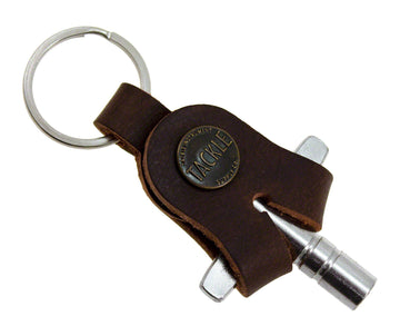 Stimm-Schlüssel + Leder-Schlüsselanhänger - Mahagoni