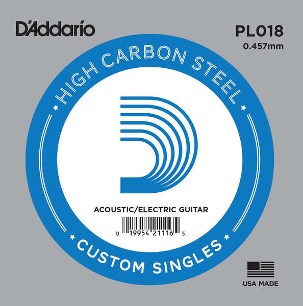 D'ADDARIO PL018 PLAIN STEEL GUITAR SINGLE STRING .018